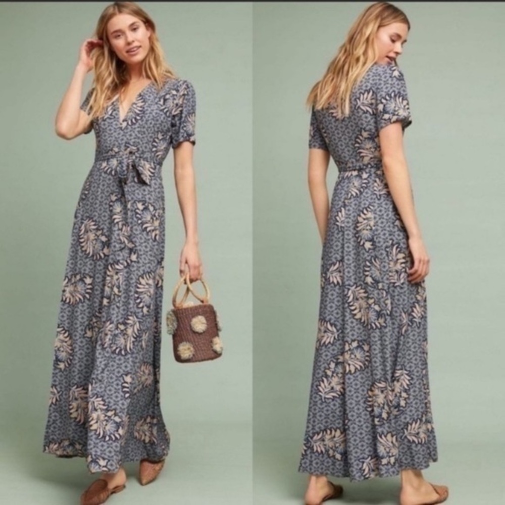 ✅ Anthropologie The Odell’s Dress Zinaida Maxi Wrap in Purple Paisley